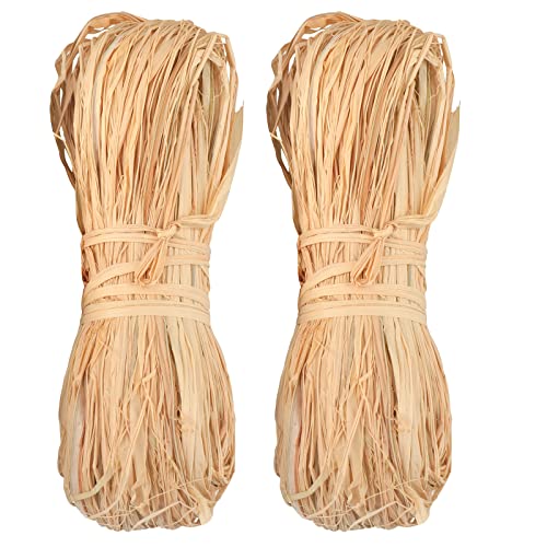 jijAcraft 2 x 50g Bast Raffia Bastband Natur Raffiabast Natur Florbast Raffiabast zum Basteln, Geschenk Dekoration, Weben, Floristen und Garten von jijAcraft