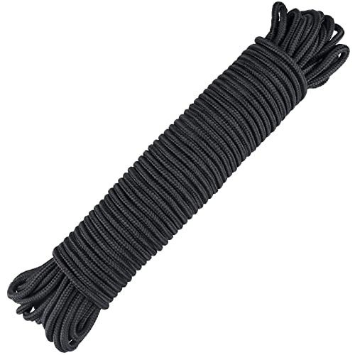 jijAcraft 30M Paracord Seil Schwarz, Dick Nylon Outdoor Seil 6mm, Kletterndes Zugbinde Seil, Schlauchboot Seil - für Kampierenden im Freien von jijAcraft