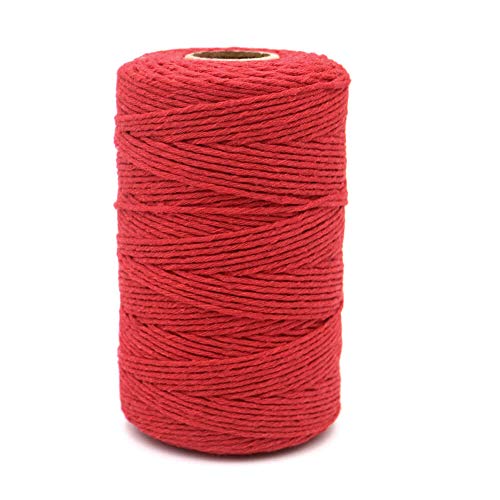 jijAcraft Baumwollschnur Rot Schnur Makramee Garn 2mm x 200M Bastelschnur zum DIY, Geschenkverpacken, Gärtnern von jijAcraft