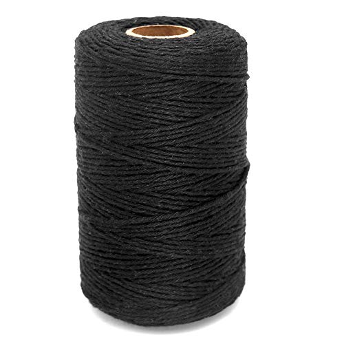 Baumwollschnur Schwarz Schnur Makramee Garn 2mm x 200M Bastelschnur zum DIY, Geschenkverpacken, Gärtnern von jijAcraft