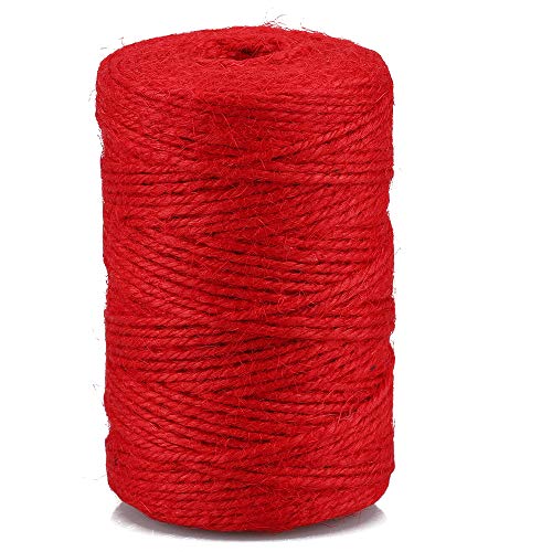 jijAcraft Jute Schnur Farbig Bastelschnur Garten Kordel Dekokordel 2mmx100M, für DIY, Kunsthandwerk, Gartenarbeit, Geschenke Verpackungs (Rot) von jijAcraft