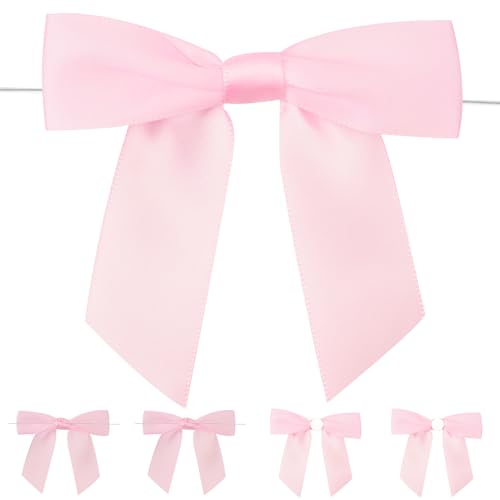 jijAcraft Rosa Kleine Schleifen Selbstklebend: Dekoschleifen mit Draht für Hochzeit 9×8.5cm Fertige Geschenk Schleife Kommunion 24 Stück Satinschleifen für Basteln Ästen Weihnachtsbaum von jijAcraft