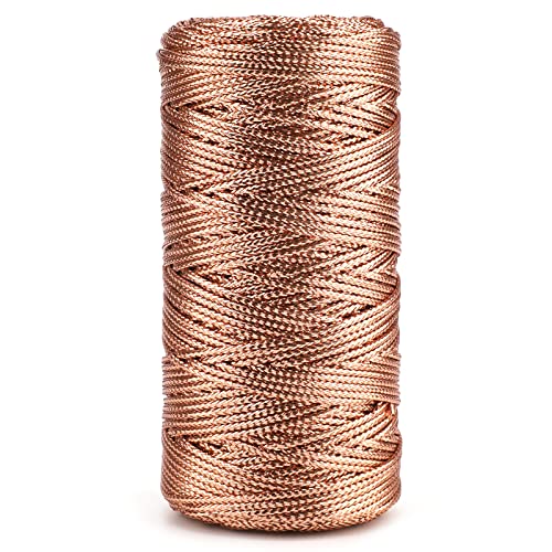 jijAcraft 100M Roségold Schnur, 1,5mm Roségold Metallic Kordel, DIY Bastelschnur für Basteln, Geschenkverpackung, Weihnachts Dekoration von jijAcraft