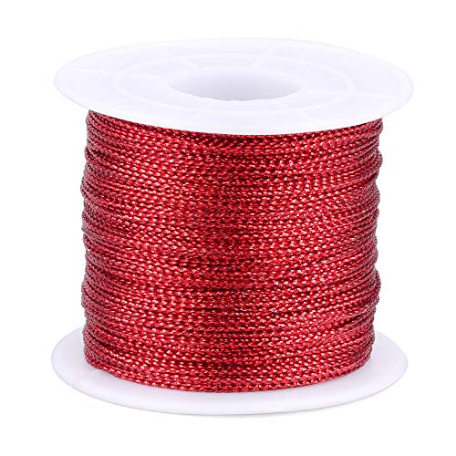 Rot Schnur Metallisch Kordel Metallic Cord 1mm*100M für Basteln, Geschenkverpackung, Weihnachts Dekoration (Rot) von jijAcraft