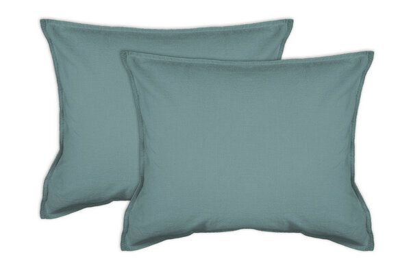 jilda-tex 2er Pack Kissenbezug in Stone-Washed Optik 100% Bio-Baumwolle Uni Made in Green 45x45cm 50x50cm von jilda-tex