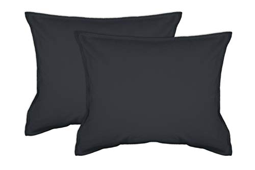 jilda-tex 2er Pack Zierkissenhülle Stone-Washed Renforce Lissabon 100% Bio-Baumwolle Knitterlook Stehsaum Bügelfrei Uni Leinen-Optik Bügelfrei GOTS Made in Green (Anthrazit, 2X 50 x 50 cm) von jilda-tex