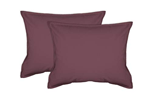 jilda-tex 2er Pack Zierkissenhülle Stone-Washed Renforce Lissabon 100% Bio-Baumwolle Knitterlook Stehsaum Bügelfrei Uni Leinen-Optik Bügelfrei GOTS Made in Green (Mauve, 2X 45 x 45 cm) von jilda-tex