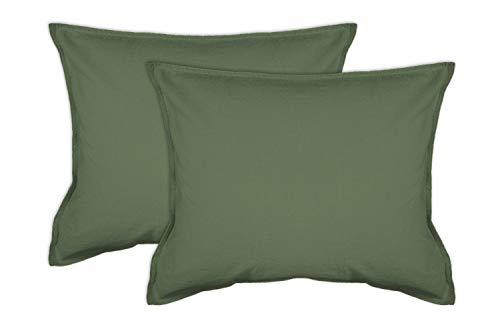 jilda-tex 2er Pack Zierkissenhülle Stone-Washed Renforce Lissabon 100% Bio-Baumwolle Knitterlook Stehsaum Bügelfrei Uni Leinen-Optik Bügelfrei GOTS Made in Green (Salbeigrün, 2X 50 x 50 cm) von jilda-tex