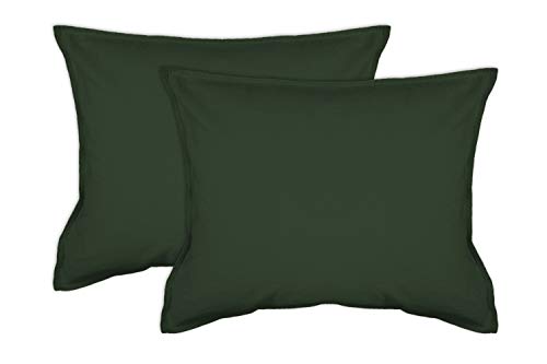 jilda-tex 2er Pack Zierkissenhülle Stone-Washed Renforce Lissabon 100% Bio-Baumwolle Knitterlook Stehsaum Bügelfrei Uni Leinen-Optik Bügelfrei GOTS Made in Green (Waldgrün, 2X 50 x 50 cm) von jilda-tex