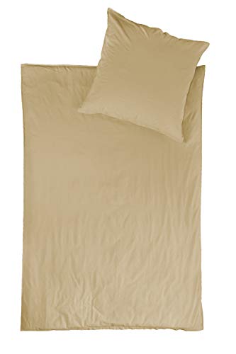 jilda-tex Bio-Bettwäsche Stone-Washed Lissabon 100% Bio-Baumwolle Knitterlook Stehsaum Uni Made in Green (Creme, 135 x 200 cm) von jilda-tex