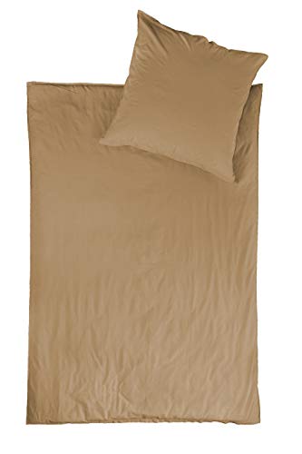 jilda-tex Bio-Bettwäsche Stone-Washed Lissabon 100% Bio-Baumwolle Knitterlook Stehsaum Uni Made in Green (Sand, 135 x 200 cm) von jilda-tex