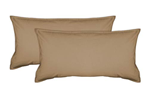 jilda-tex Bio-Bettwäsche Stone-Washed Renforce Lissabon 100% Bio-Baumwolle Knitterlook Stehsaum Bügelfrei Uni Leinen-Optik Bügelfrei GOTS Made in Green (Sand, 2X 40 x 80 cm) von jilda-tex