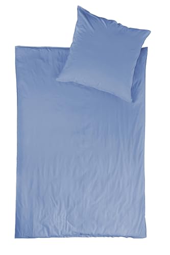 jilda-tex Bio-Bettwäsche Stone-Washed Renforce Lissabon 100% Bio-Baumwolle Knitterlook Stehsaum Bügelfrei Uni Leinen-Optik Bügelfrei Made in Green (Himmelblau, 240 x 220 m) von jilda-tex