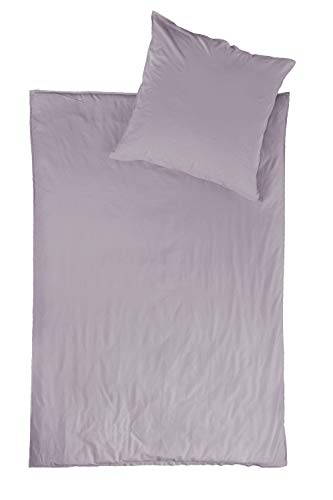jilda-tex Bio-Bettwäsche Stone-Washed Renforce Lissabon 100% Bio-Baumwolle Knitterlook Stehsaum Bügelfrei Uni Leinen-Optik Bügelfrei Made in Green (Lavendel, 200 x 220 cm) von jilda-tex