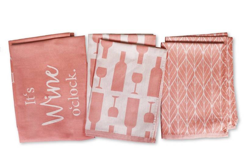 jilda-tex Geschirrtuch Wine o´clock, (Set, 6-tlg., 6 Geschirrtücher mit Motiven), 6 Jacquard-Küchentücher in 50x70 cm von jilda-tex