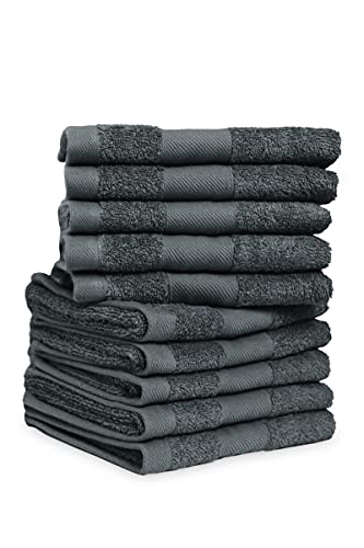 jilda-tex Handtuch Duschtuch Gästetuch Badematte Set Soft Cotton 100% Bio-Baumwolle GOTS (Anthrazit, 10er-Set Gästetuch (10x 30x50 cm)) von jilda-tex