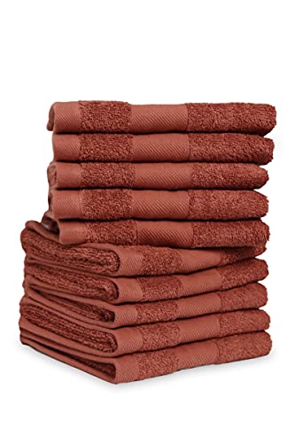 jilda-tex Handtuch Duschtuch Gästetuch Badematte Set Soft Cotton 100% Bio-Baumwolle GOTS (Rost, 10er-Set Gästetuch (10x 30x50 cm)) von jilda-tex