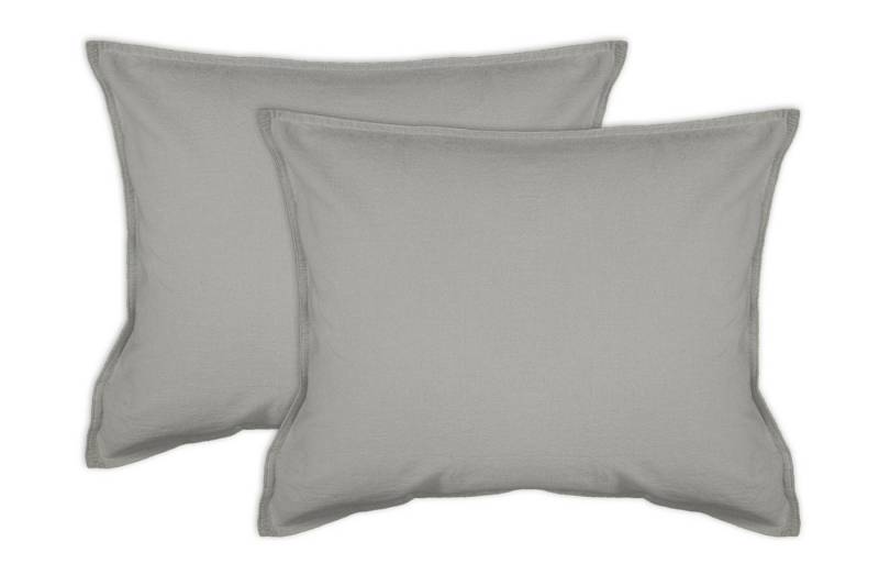 jilda-tex Kissenhülle Lissabon, (2 Stück), 2er Pack Zierkissenhülle Stone-Washed Renforcé aus Bio-Baumwolle mit Stehsaum von jilda-tex