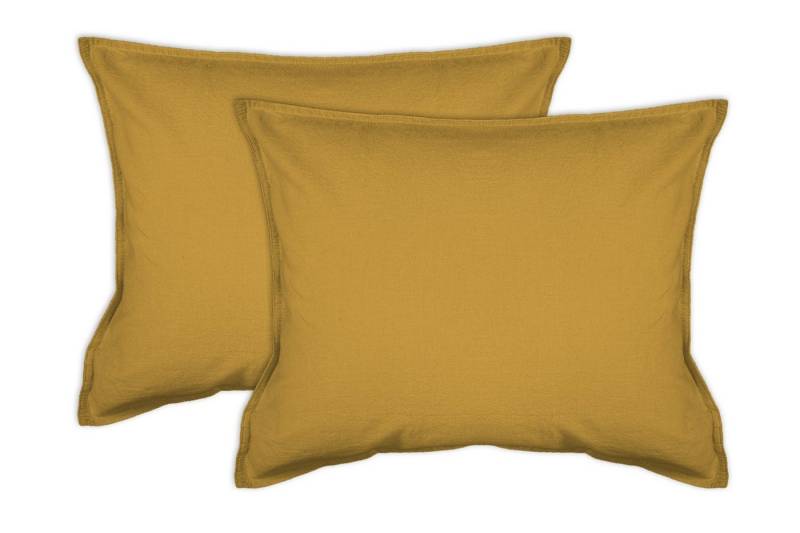 jilda-tex Kissenhülle Lissabon, (2 Stück), 2er Pack Zierkissenhülle Stone-Washed Renforcé aus Bio-Baumwolle mit Stehsaum von jilda-tex