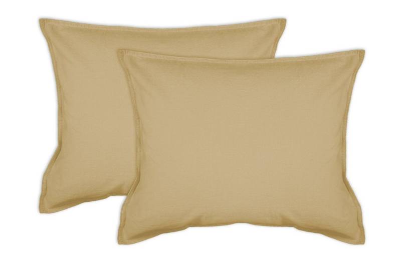 jilda-tex Kissenhülle Lissabon, (2 Stück), 2er Pack Zierkissenhülle Stone-Washed Renforcé aus Bio-Baumwolle mit Stehsaum von jilda-tex