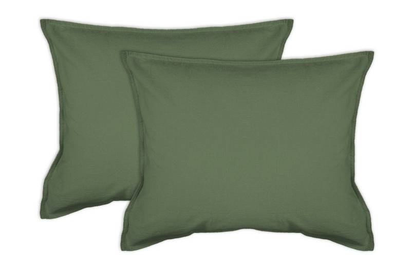 jilda-tex Kissenhülle Lissabon, (2 Stück), 2er Pack Zierkissenhülle Stone-Washed Renforcé aus Bio-Baumwolle mit Stehsaum von jilda-tex