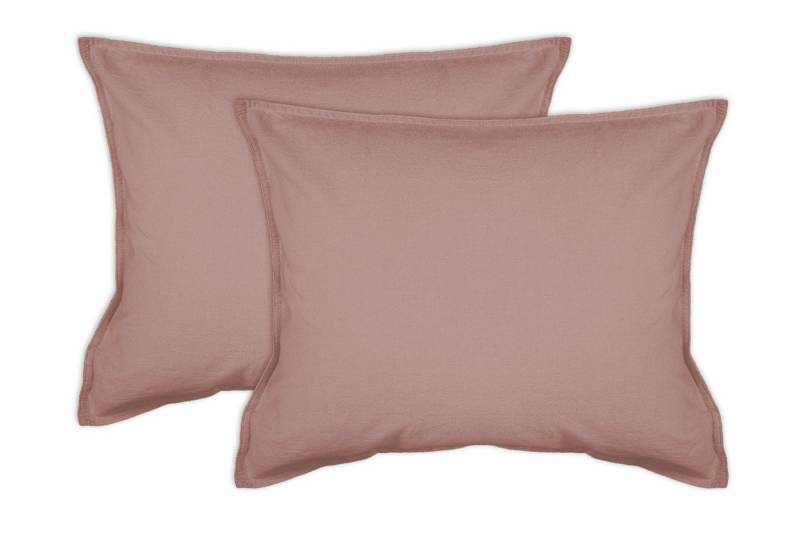jilda-tex Kissenhülle Lissabon, (2 Stück), 2er Pack Zierkissenhülle Stone-Washed Renforcé aus Bio-Baumwolle mit Stehsaum von jilda-tex