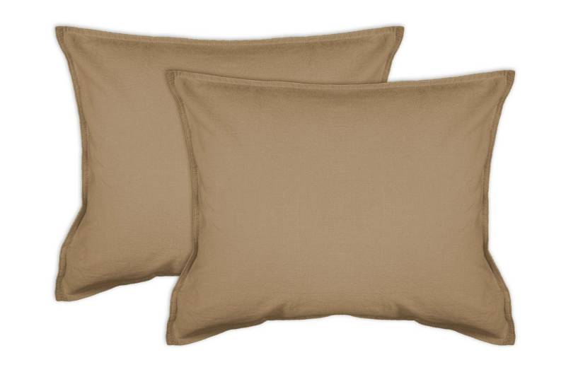 jilda-tex Kissenhülle Lissabon, (2 Stück), 2er Pack Zierkissenhülle Stone-Washed Renforcé aus Bio-Baumwolle mit Stehsaum von jilda-tex