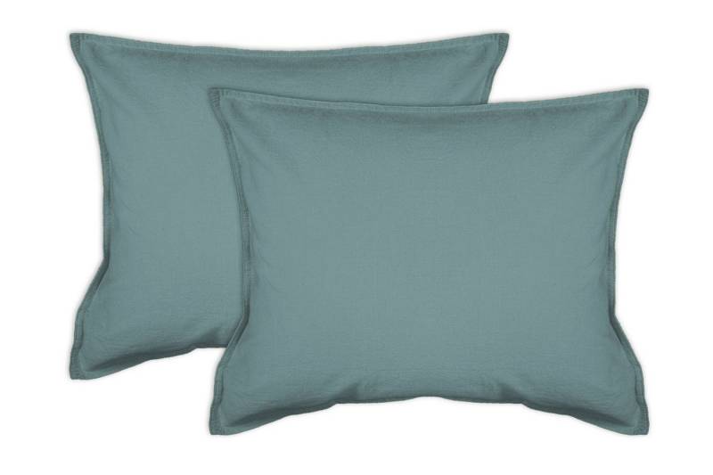 jilda-tex Kissenhülle Lissabon, (2 Stück), 2er Pack Zierkissenhülle Stone-Washed Renforcé aus Bio-Baumwolle mit Stehsaum von jilda-tex