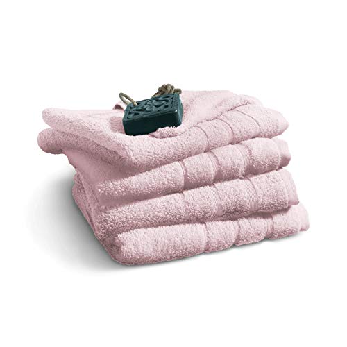 jilda-tex Ocean Safe Handtuch Duschtuch Badematte Set 500GSM 100% Bio-Baumwolle 100% biologisch abbaubar GOTS Cradle to Cradle Gold Fair Wear Foundation (4er-Set Handtuch (4X 50x100 cm), Rose) von jilda-tex