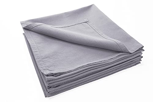 jilda-tex Pack Servietten-Set Stone-Washed Renforce Tischwäsche Lissabon 100% Bio-Baumwolle Knitterlook Bügelfrei Uni Leinen-Optik GOTS Made in Green (Lavendel, 6er Set (6X 42x42 cm)) von jilda-tex