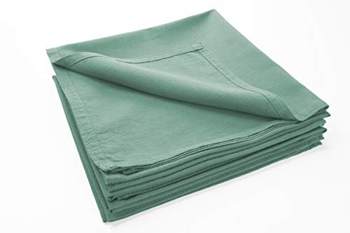 jilda-tex Pack Servietten-Set Stone-Washed Renforce Tischwäsche Lissabon 100% Bio-Baumwolle Knitterlook Bügelfrei Uni Leinen-Optik GOTS Made in Green (Steinblau, 12er Set (12x 42x42 cm)) von jilda-tex