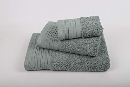 jilda-tex Premium Handtuch Duschtuch Leinenoptik Frottierware Set 100% Baumwolle Verschiedene Größen/Farben (Grün, 2 x Premium Duschtuch 70x140 cm) von jilda-tex