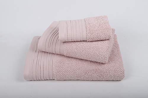 jilda-tex Premium Handtuch Duschtuch Leinenoptik Frottierware Set 100% Baumwolle Verschiedene Größen/Farben (Rosa, 2 x Premium Duschtuch 70x140 cm) von jilda-tex