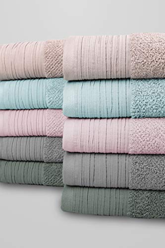 jilda-tex Premium Handtuch Duschtuch Leinenoptik Frottierware Set 100% Baumwolle Verschiedene Größen/Farben (Rosa, 2 x Premium Handtuch 50x100 cm) von jilda-tex