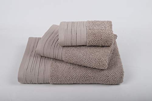 jilda-tex Premium Handtuch Duschtuch Leinenoptik Frottierware Set 100% Baumwolle Verschiedene Größen/Farben (Taupe, 2 x Premium Handtuch 50x100 cm) von jilda-tex