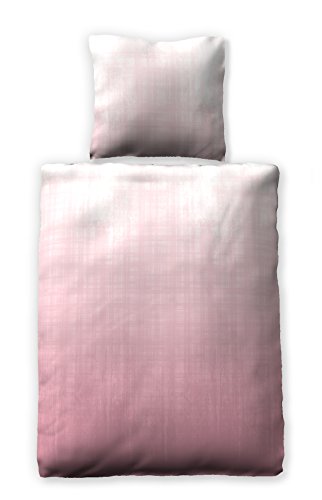 jilda-tex Satinbettwäsche 135x200 cm 100% Baumwolle Design Washed Out - Pink von jilda-tex