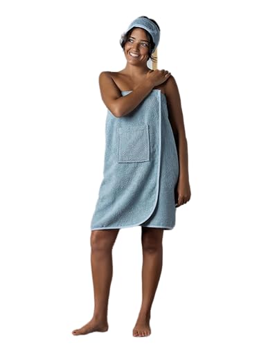 jilda-tex Saunakilt Saunatuch Unisex (S-M) Damen Herren 100% Baumwolle Frottee Velours 70x140 cm (Aqua) von jilda-tex