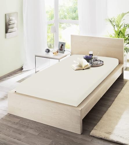 jilda-tex Spannbetttuch Elastic Jersey mit Elasthan (97% Baumwolle; 3% Elasthan) Markenqualität Spannbettlaken Verschiedene Größen (Perlmutt, 140-160x200-220cm) von jilda-tex