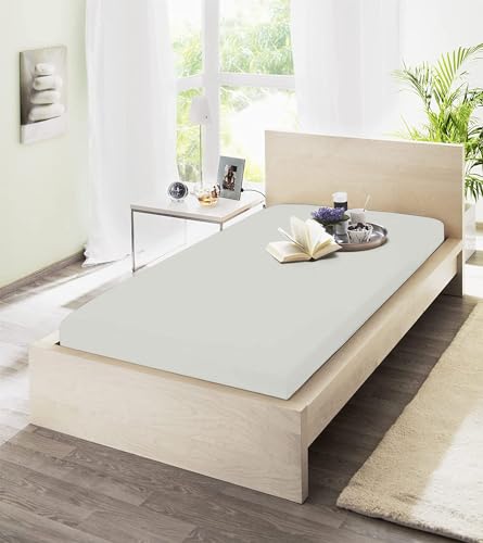 jilda-tex Spannbetttuch Elastic Jersey mit Elasthan (97% Baumwolle; 3% Elasthan) Markenqualität Spannbettlaken Verschiedene Größen (Silber, 180-200x200-220cm) von jilda-tex