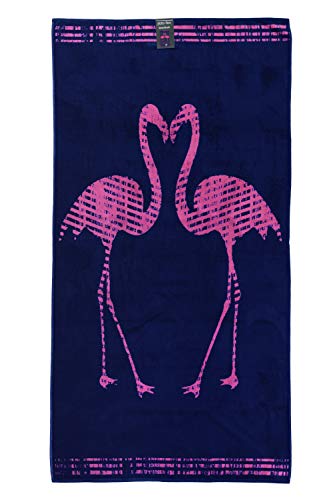 jilda-tex Strandtuch 90x180 cm Badetuch Strandlaken Handtuch 100% Baumwolle Velours Frottier Pflegeleicht (Flamingos) von jilda-tex