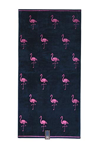 jilda-tex Strandtuch 90x180 cm Badetuch Strandlaken Handtuch 100% Baumwolle Velours Frottier Pflegeleicht (Flamingos Allover) von jilda-tex