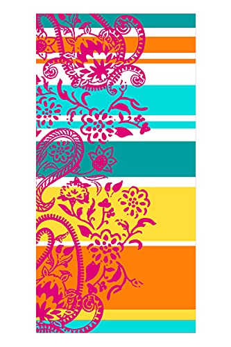 jilda-tex Strandtuch 90x180 cm Badetuch Strandlaken Handtuch 100% Baumwolle Velours Frottier Pflegeleicht Verschiedene Designs (Summer Paisley) von jilda-tex