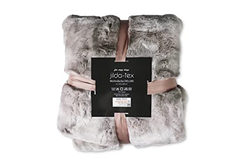 jilda-tex Wohn- Kuscheldecke Felloptik Rabbit Deluxe 750 GSM 150x200 220x240 cm Kunst-Felldecke (Nerzfell 220x240) von jilda-tex