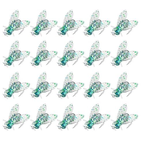 jileijar 20 Stück Fliegenfischen-Fliegen-Set, Gummi, lebensecht, weicher Kunststoff, für Barsch, Forelle, Haken, Köder, Lachs, Widerhaken V7l8 von jileijar