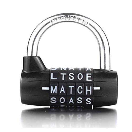 5-Wahl-Kombinationsschloss, Schwarz 5 Letters Lock-Code Lock Large Gym Cabinet Umkleideraum Prop Padlock Wordlock PL-004-BK 5-Dial Kombinationsschloss, Schwarz von WANLIAN