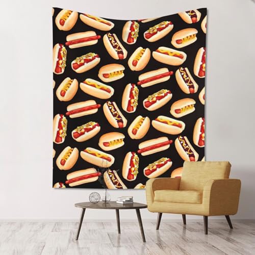jingong Lustiger Wandteppich mit Hot Dogs-Aufdruck, ultraweich, leicht, für Schlafzimmer, Wandteppich für jede Raumdekoration jingong Lustiger Wandteppich mit Hot Dogs-Aufdruck, ultraweich, leicht, für Schlafzimmer, Wandteppich für jede Raumdekoration von jingong