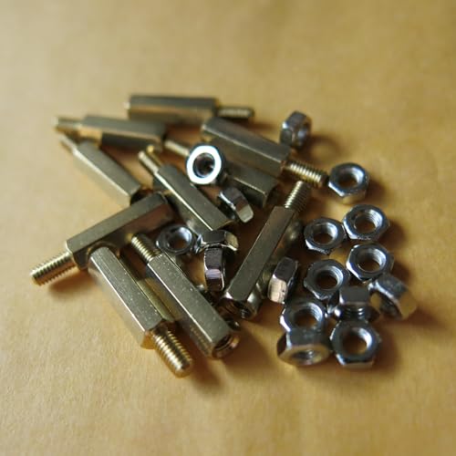 50stk M2.5 Innen/Aussen Hex Kupfer Sechskant Distanzbolzen Abstandsbolzen Abstandhalter Länge=5mm mit Mutter spacer Standoff nuts (10mm) von jingtongda