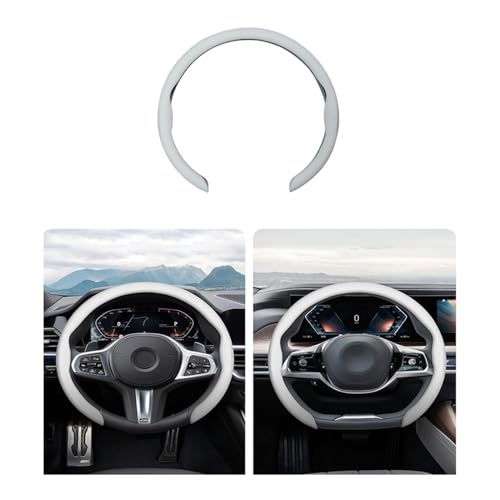 jinhuo 5D Nappa Leder Lenkradbezug kompatibel mit dem Citroën C1 2008-2025 - 38 cm (15 Zoll) - Ultra dünn & atmungsaktiv - Perforiertes Design - Rutschfester Griff - Sportliches Design,White von jinhuo