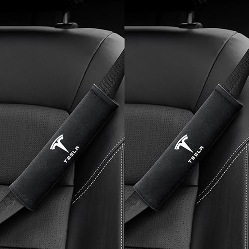 jinhuo Premium-Sicherheitsgurtpolster für Model X 2021-2025 (2er-Set) – Sicherheitsgurt-Schulterpolster aus Nubukleder, abnehmbar Sicherheitsgurt Polsterung, Sitzgurt Polster,Black von jinhuo