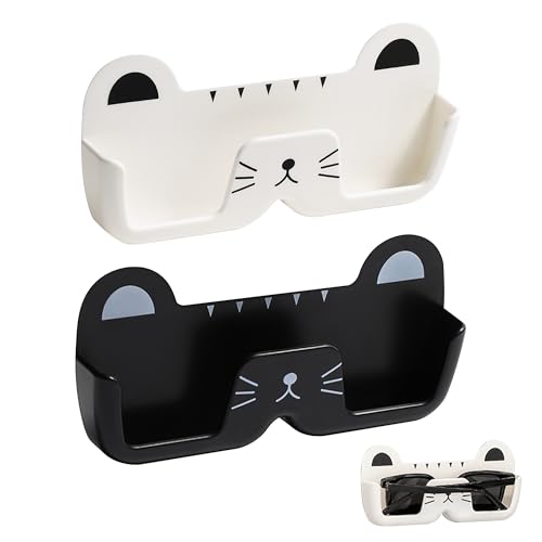 Brillenhalter Wand, Sonnenbrillen Aufbewahrung Brillenaufbewahrung Brillenständer Zum Aufhängen Der Brille Katzen Wandmontierter Brillenorganisator Glasses Holder, 2 Stück (Schwarz Und Weiß) von jinminamz